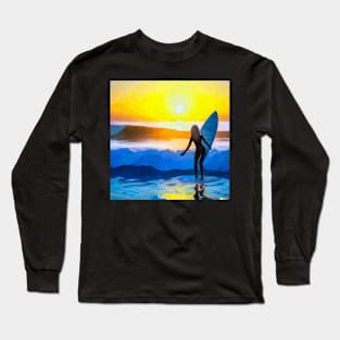 Sun Rise Surfing Girl Long Sleeve T-Shirt